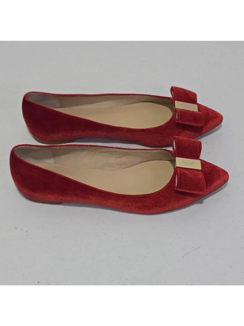 Kate Spade New York Emmie Red Velvet Pointed Toe Flats Women's 7.5 M